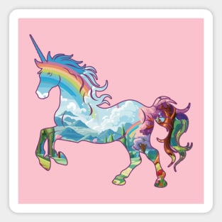 Unicorne Fantasy Rainbow Landscape - For Kids Magnet